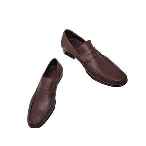 Allen Edmonds Rimini Coffee Brown Leather Penny Loafers Mens 9 Italy Dress Shoes